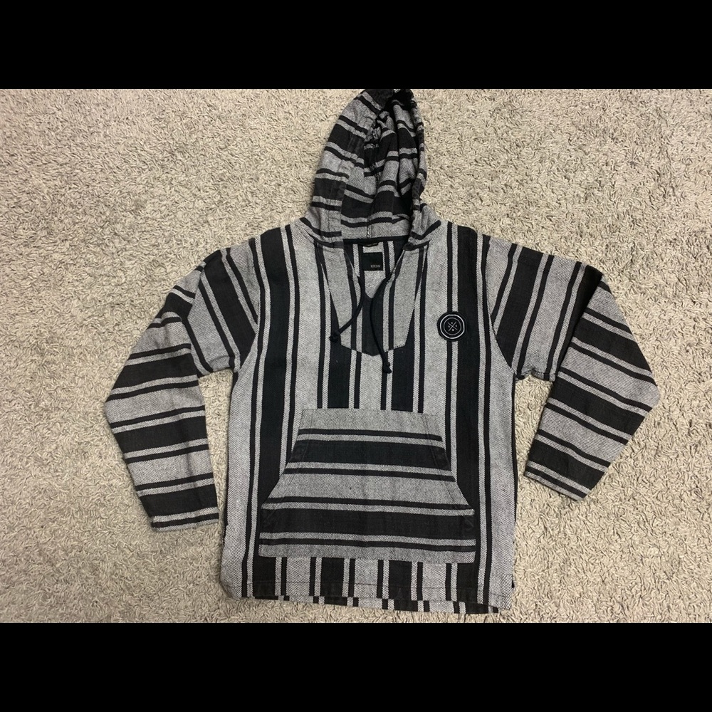 KR3W, Mens Valdez Pullover Poncho Striped Sweater